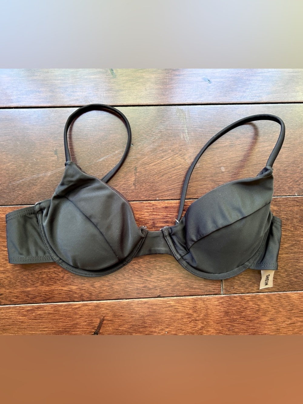 SHEIN Black Padded Underwire Bikini Top- Sleek Support